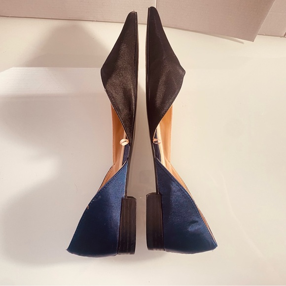 Zara Satin Fabric Black/ Peach/Navy Color Block  loafers EU 38 Size 71/2M - Picture 7 of 14